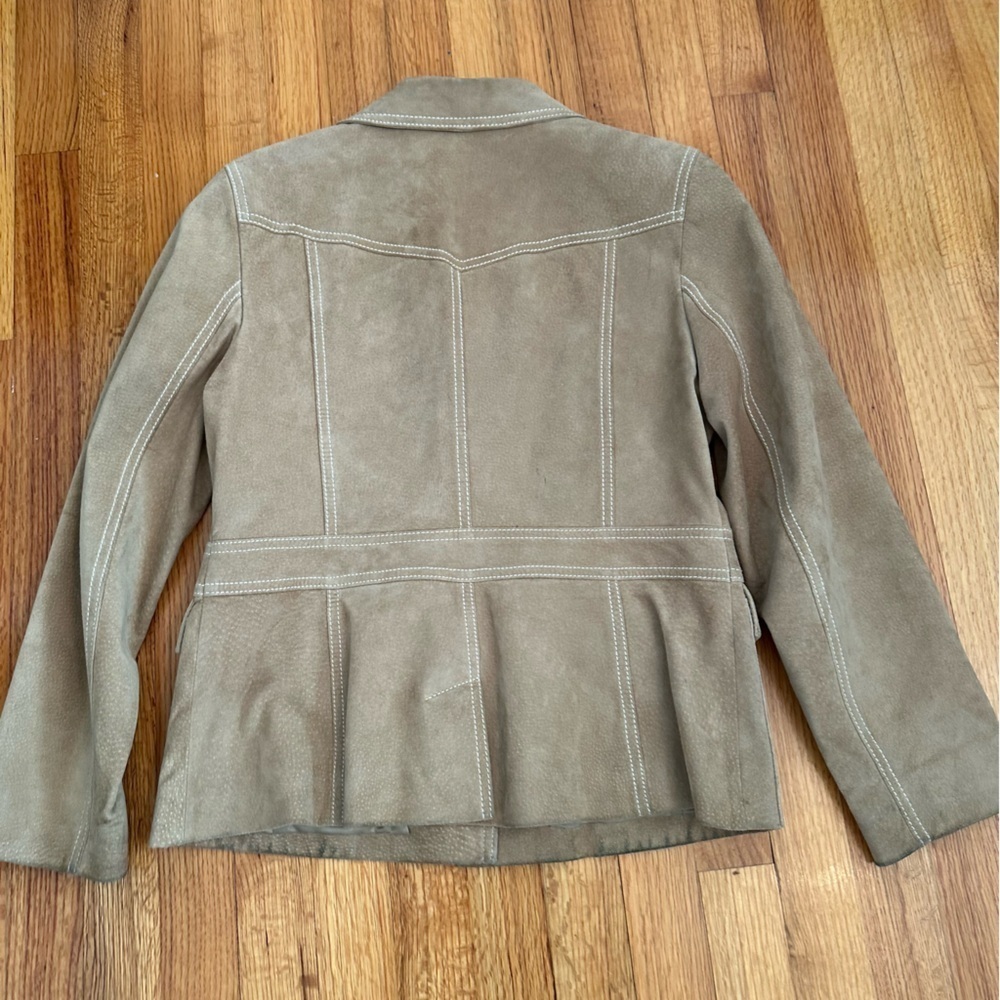 Ann Taylor By Loft Women’s 100% Leather Jacket Tan With Pockets, Lined Size 12P - Picture 9 of 13